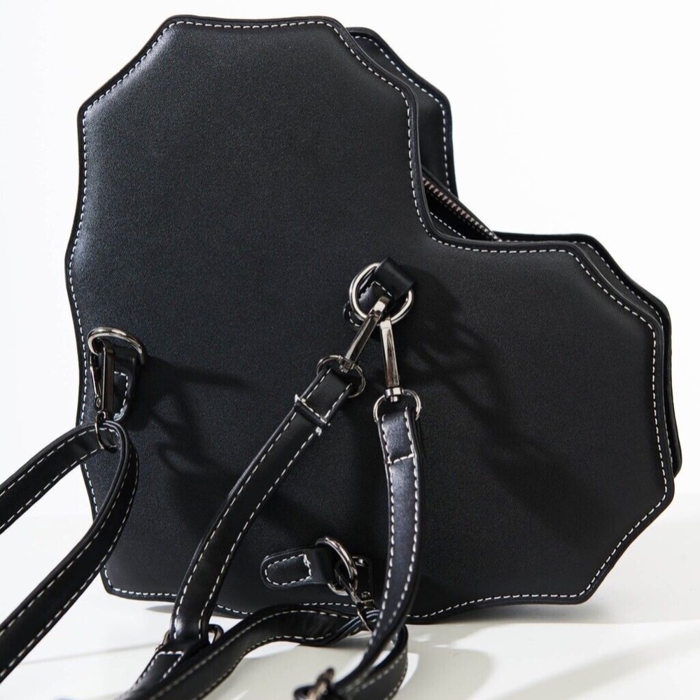 Black Heart w Spider Web Design Backpack / Shoulder Bag New - Picture 4 of 12